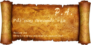 Pápay Annamária névjegykártya