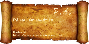 Pápay Annamária névjegykártya